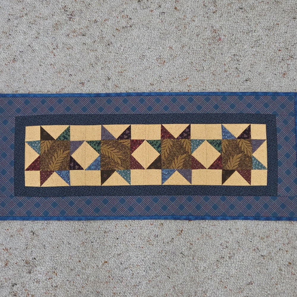 Patchwork Star Table Runner Multi Pattern Reversible - Picture 2 of 6
